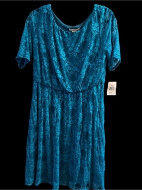 Love Sam Teal Lace Midi Dress